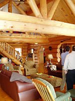 living room, log trusses